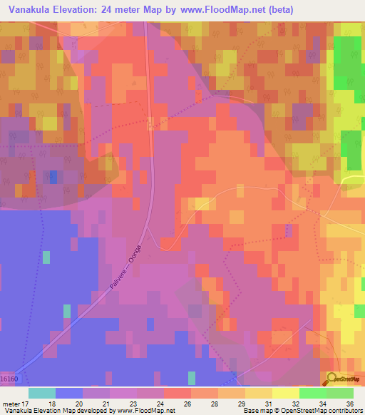 Vanakula,Estonia Elevation Map