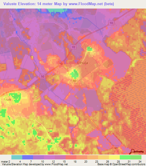 Valuste,Estonia Elevation Map