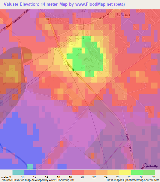 Valuste,Estonia Elevation Map