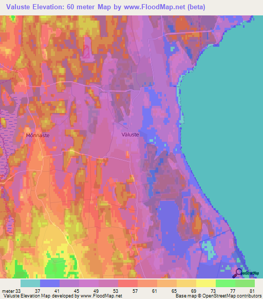 Valuste,Estonia Elevation Map