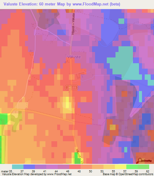 Valuste,Estonia Elevation Map