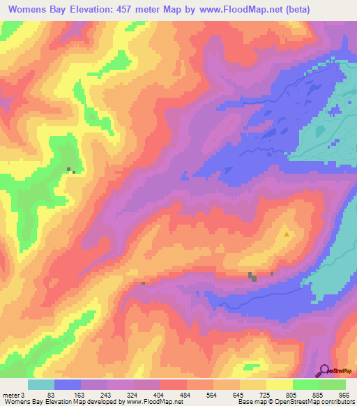 Womens Bay,US Elevation Map