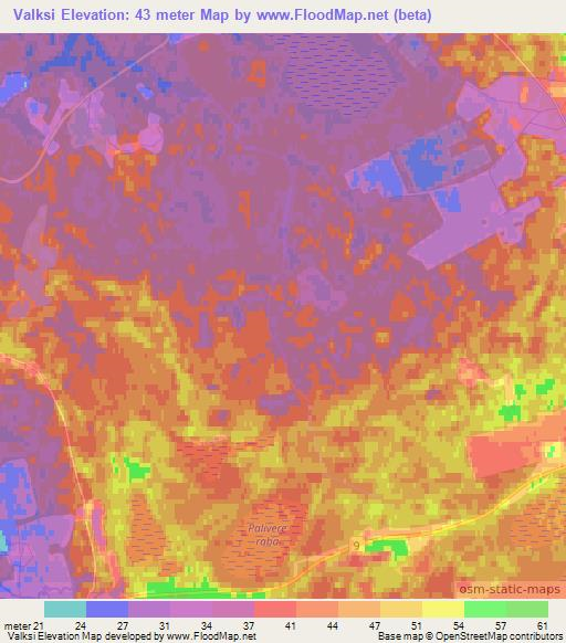 Valksi,Estonia Elevation Map