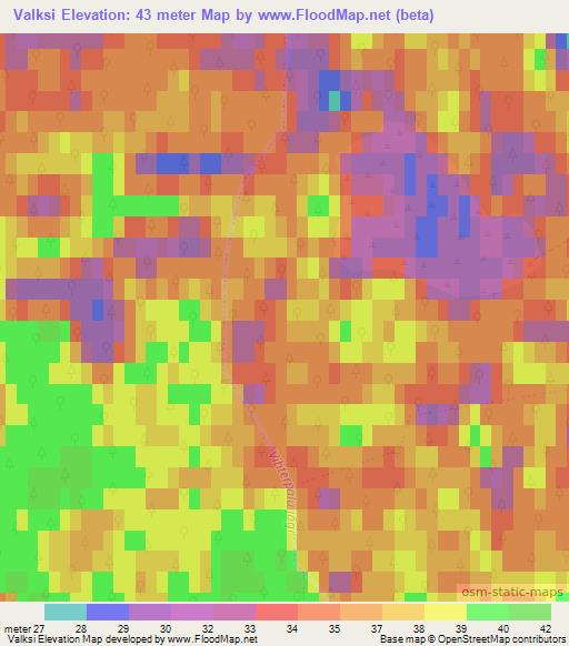 Valksi,Estonia Elevation Map