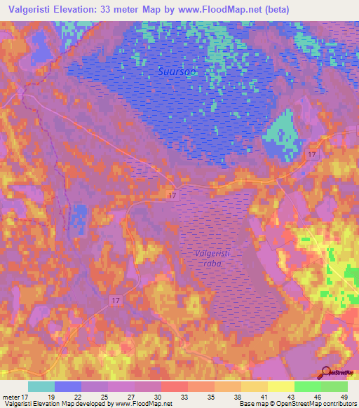 Valgeristi,Estonia Elevation Map