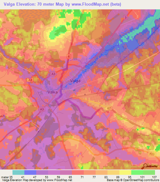 Valga,Estonia Elevation Map