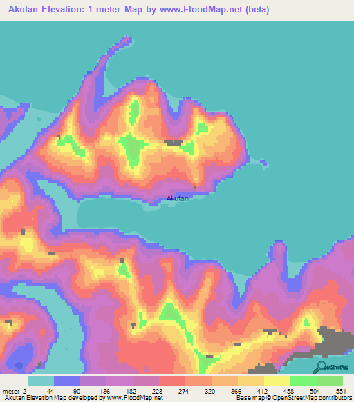 Akutan,US Elevation Map