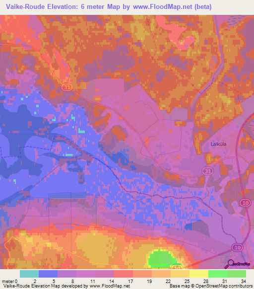 Vaike-Roude,Estonia Elevation Map