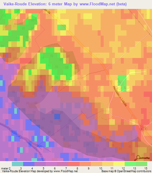 Vaike-Roude,Estonia Elevation Map