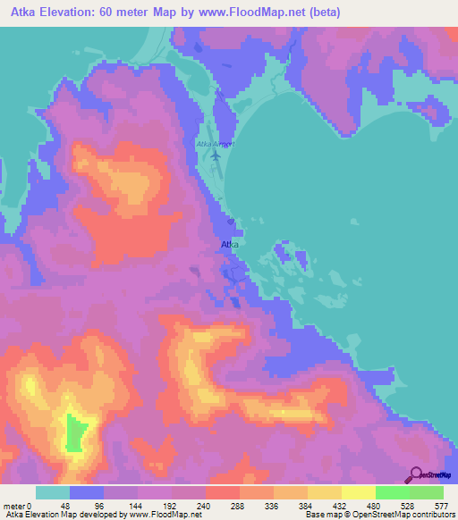 Atka,US Elevation Map