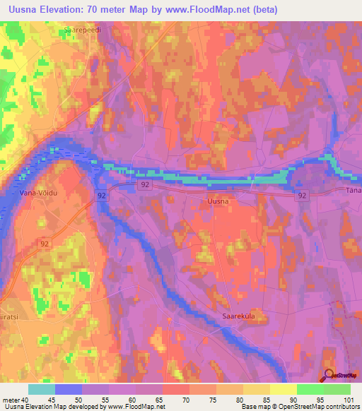 Uusna,Estonia Elevation Map