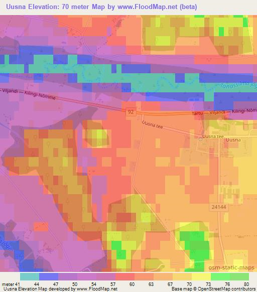 Uusna,Estonia Elevation Map