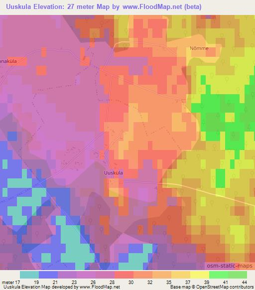 Uuskula,Estonia Elevation Map