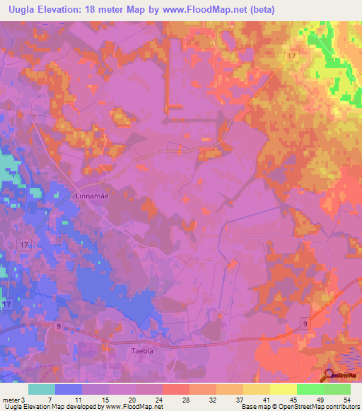 Uugla,Estonia Elevation Map