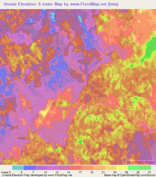 Uneste,Estonia Elevation Map