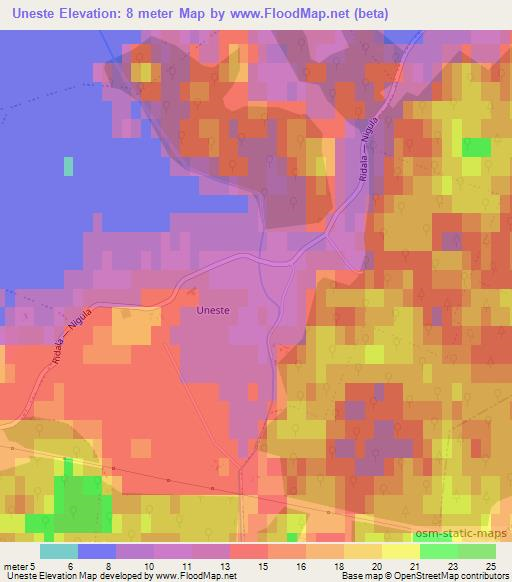 Uneste,Estonia Elevation Map