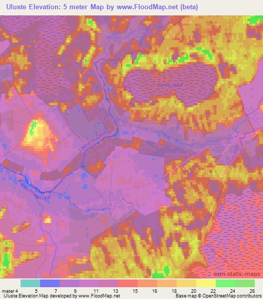 Uluste,Estonia Elevation Map