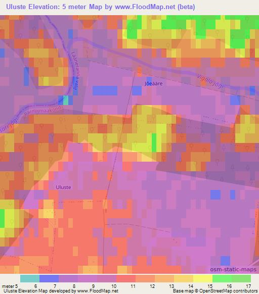 Uluste,Estonia Elevation Map