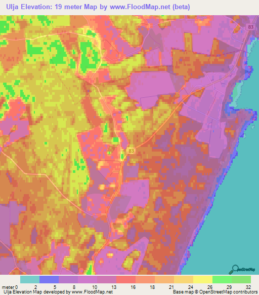 Ulja,Estonia Elevation Map