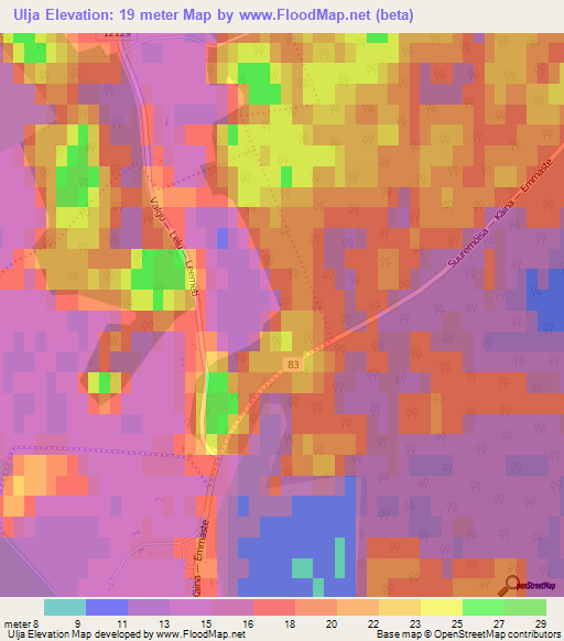 Ulja,Estonia Elevation Map