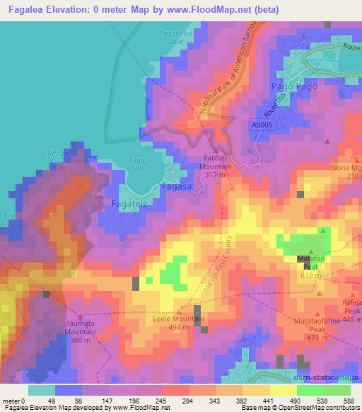 Elevation of Fagalea,American Samoa Elevation Map, Topography, Contour