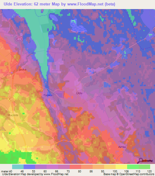 Ulde,Estonia Elevation Map