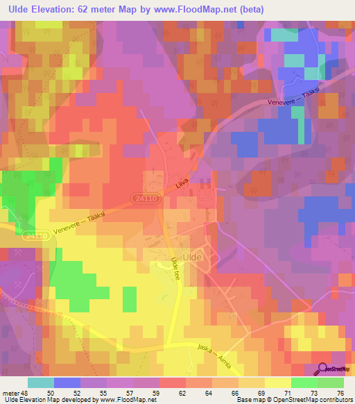 Ulde,Estonia Elevation Map