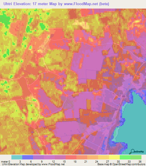 Uhtri,Estonia Elevation Map