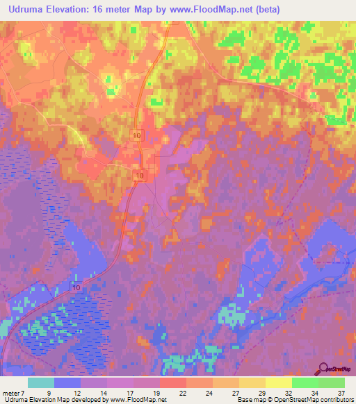 Udruma,Estonia Elevation Map