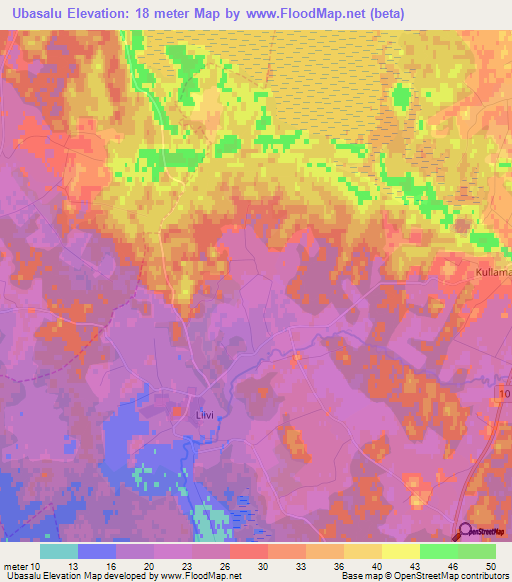 Ubasalu,Estonia Elevation Map