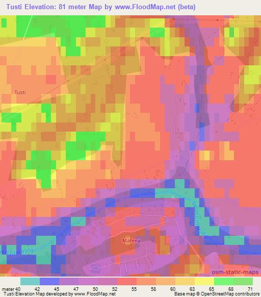 Tusti,Estonia Elevation Map