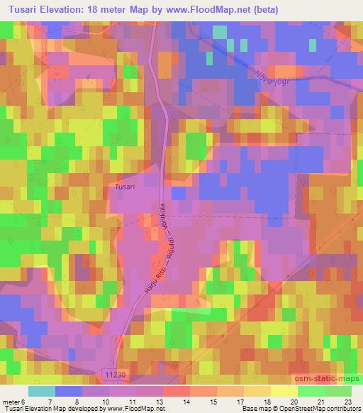 Tusari,Estonia Elevation Map