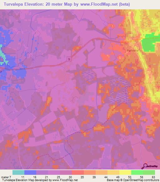 Turvalepa,Estonia Elevation Map