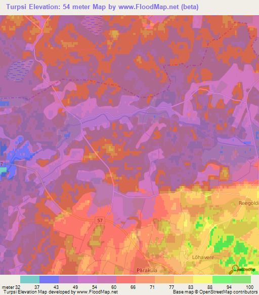 Turpsi,Estonia Elevation Map