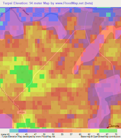 Turpsi,Estonia Elevation Map