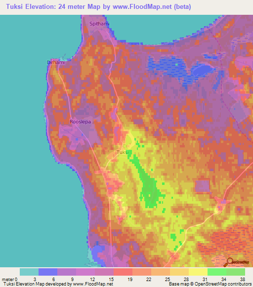 Tuksi,Estonia Elevation Map