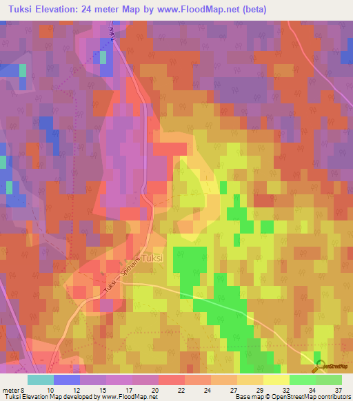 Tuksi,Estonia Elevation Map