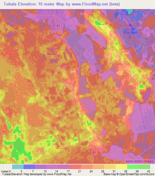 Tubala,Estonia Elevation Map