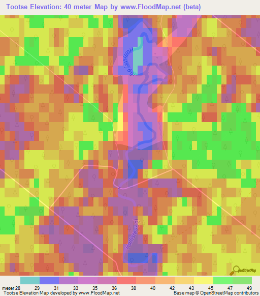 Tootse,Estonia Elevation Map