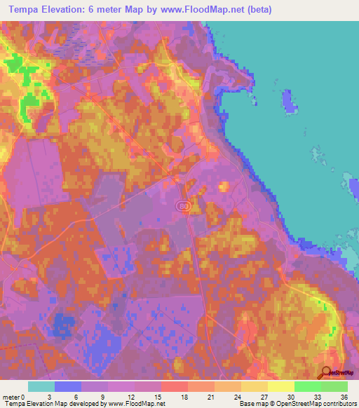 Tempa,Estonia Elevation Map