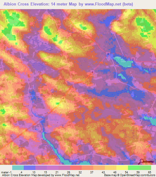 Elevation of Albion Cross,Canada Elevation Map, Topography, Contour