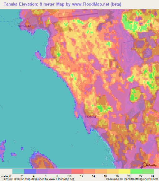 Tanska,Estonia Elevation Map