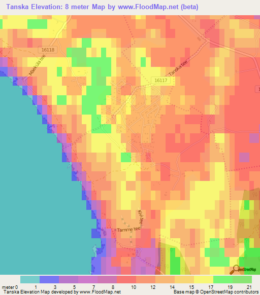 Tanska,Estonia Elevation Map