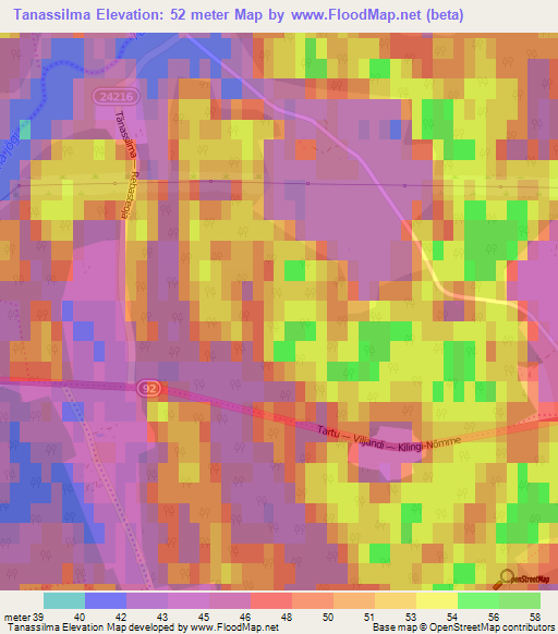 Tanassilma,Estonia Elevation Map