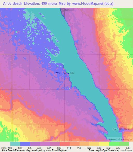 Alice Beach,Canada Elevation Map