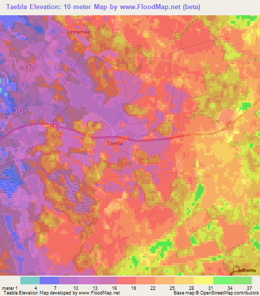 Taebla,Estonia Elevation Map