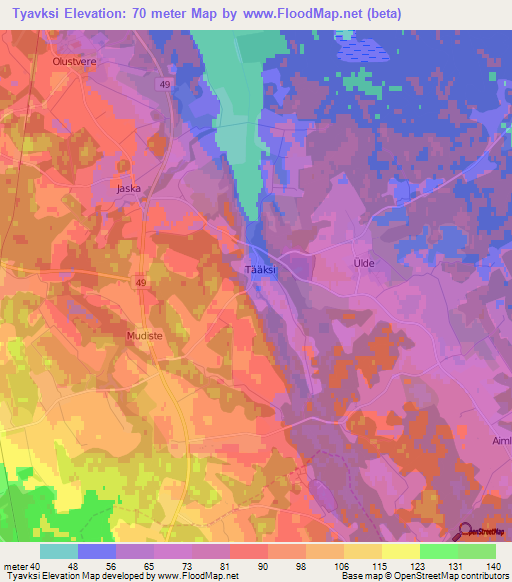 Tyavksi,Estonia Elevation Map