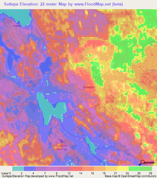 Sutlepa,Estonia Elevation Map