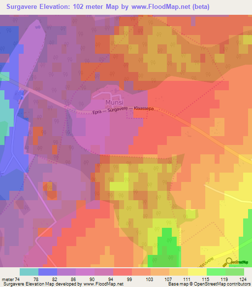 Surgavere,Estonia Elevation Map