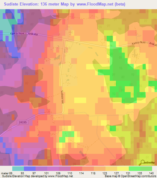 Sudiste,Estonia Elevation Map